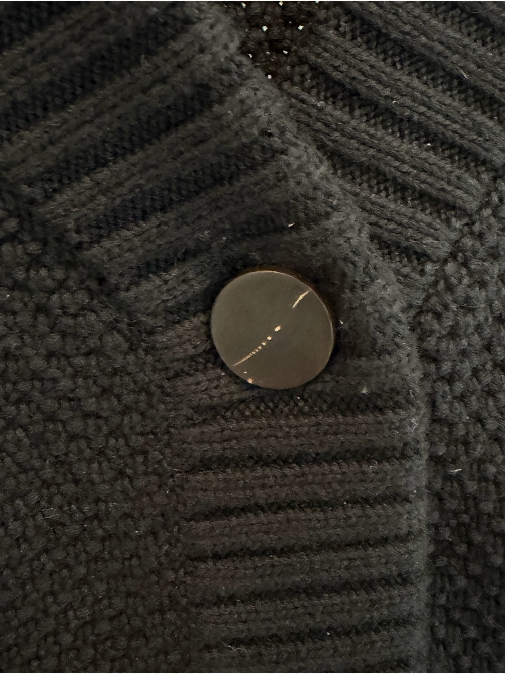 SANCIA Black Cotton Wool Chunky Knit Cardigan Size Small - Picture 3 of 5
